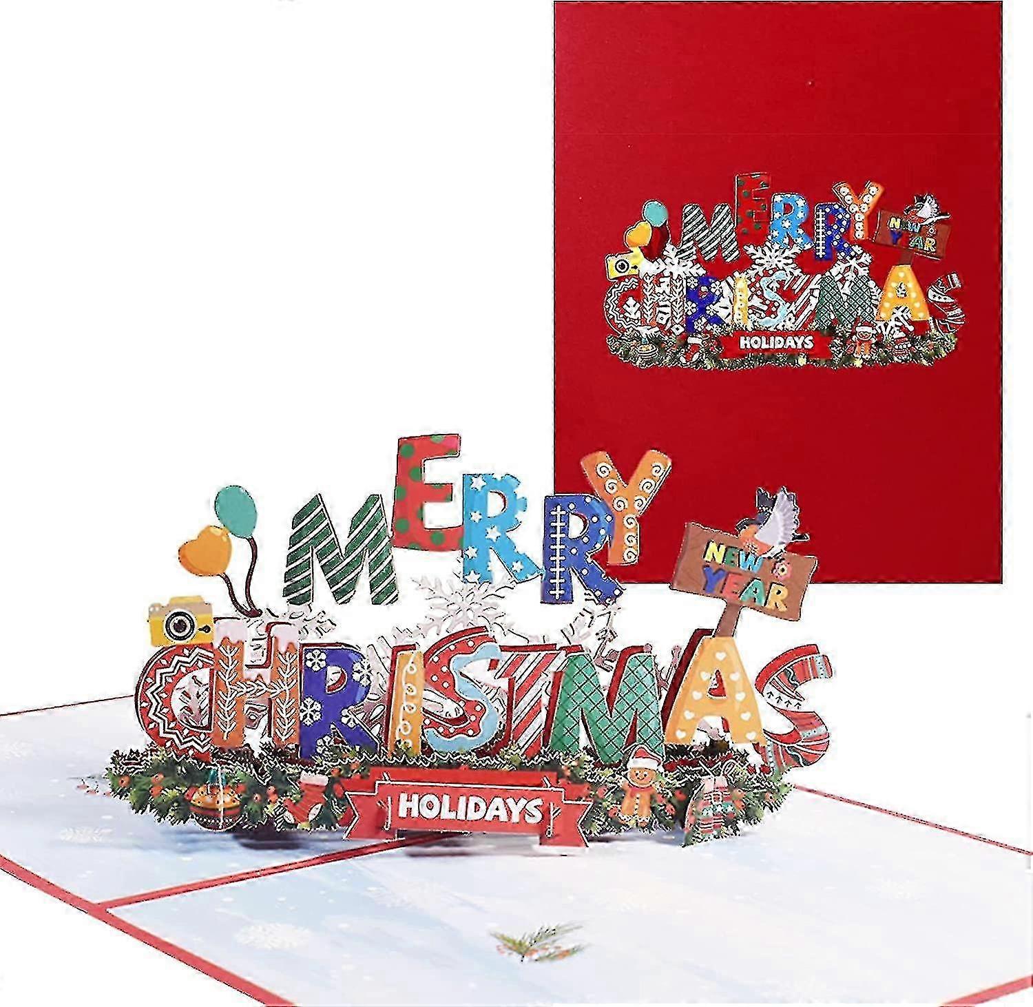3D Pop Up Card Christmas Card with Envelope - Santa Claus Greeting Card