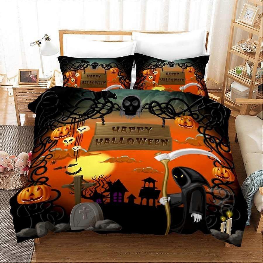 v1154 Lakan Halloween Pumpa Sängkläder Påslakan Set . Present till högtider3-delat sängkläder (1 påslakan + 2 kuddar) y1154