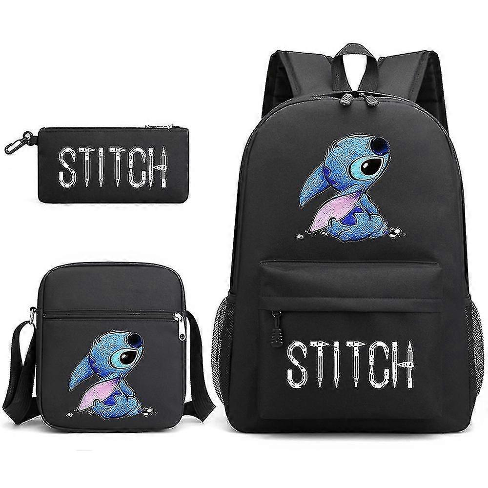 Lilo Stitch Printed Backpack Casual Student School Bag Three-piece Set Z