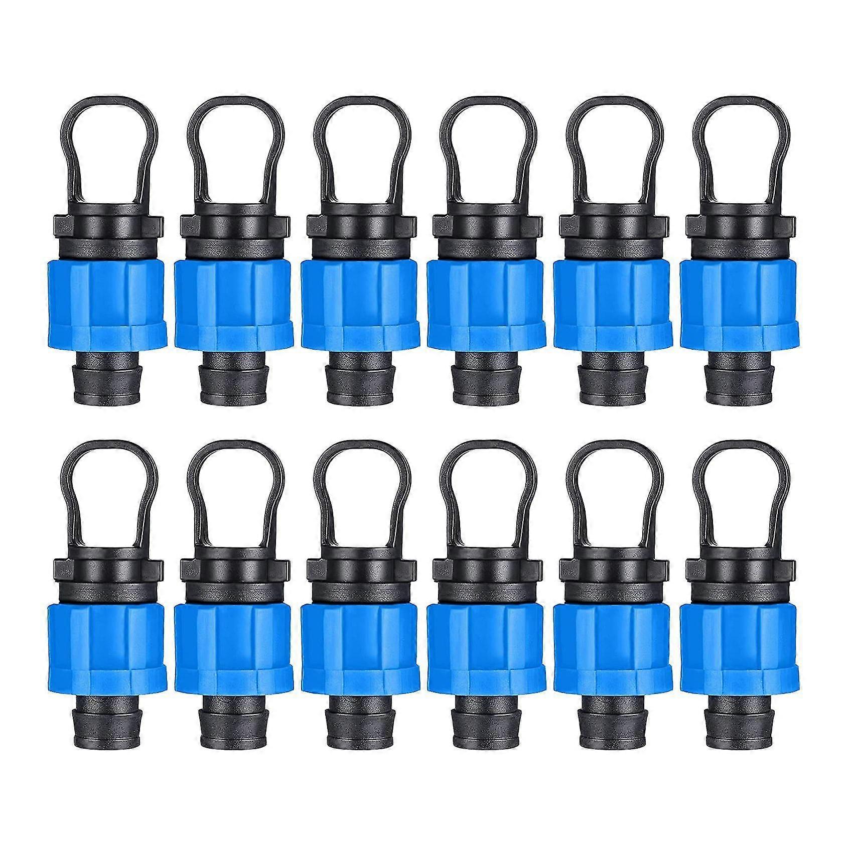 12 Pcs Drip Irrigation Tubing End Cap Plug 1/2 Inch Universal End Cap Fitting, Compatible with 16-1