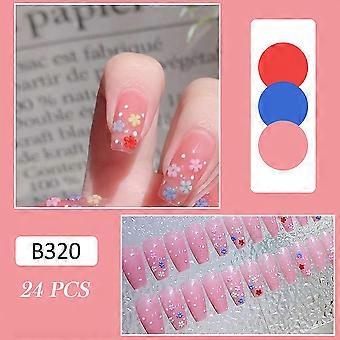 24kpl Crown False Nails French Long Press On Nails Chip-proof Stahrge Proof Fake Nails
