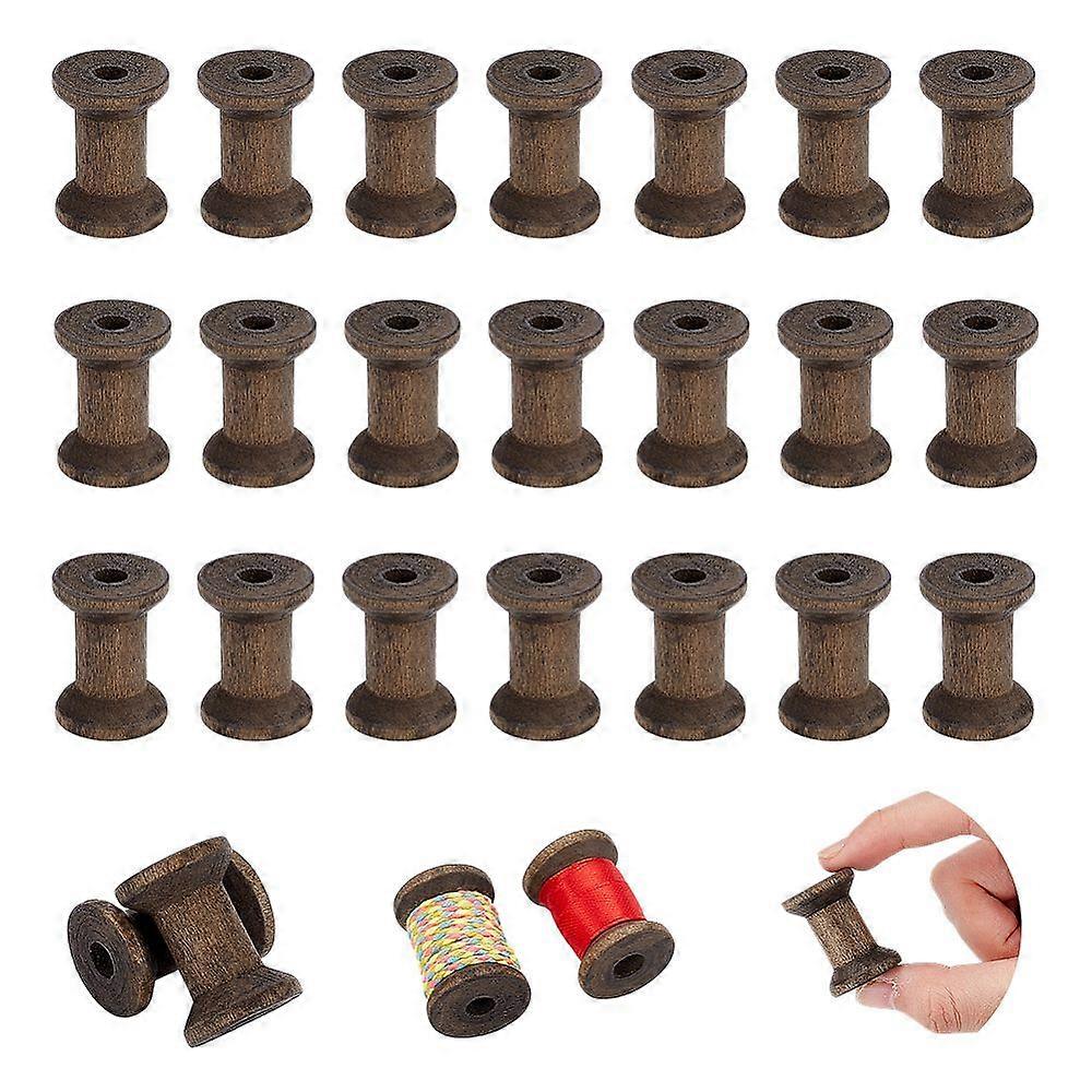 40Pcs Wooden Bobbins DIY Sewing Tools Coffee 30mm
