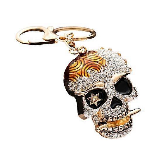 Creative Skull Pendant Keychain Rhinestones Backpack Bag Inlaid Car Keyring Sparkling Charm Keychain