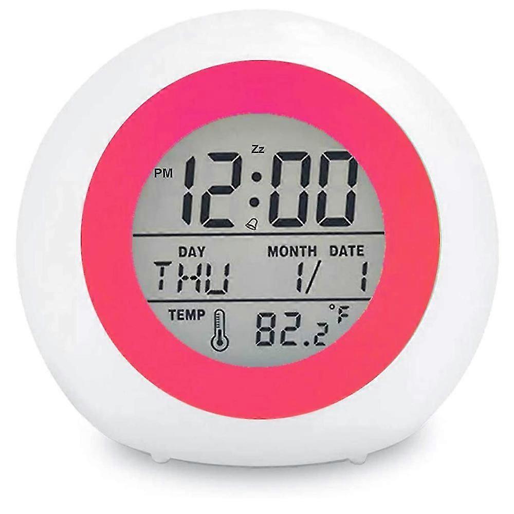 Kids Digital Alarm Clock, 7 Color Night Light, Snooze, Temperature Detect For Toddler, Children Boys And Girls, Students To Wake Up At Bedroom, Bedsid