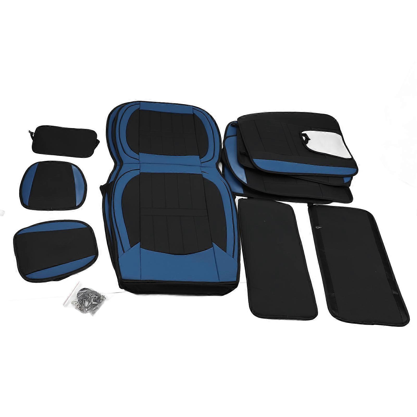 Housse de siège auto en cuir entièrement enveloppante, confort amélioré, respirante, pour la plupart des véhicules, noir, bleu, style standard