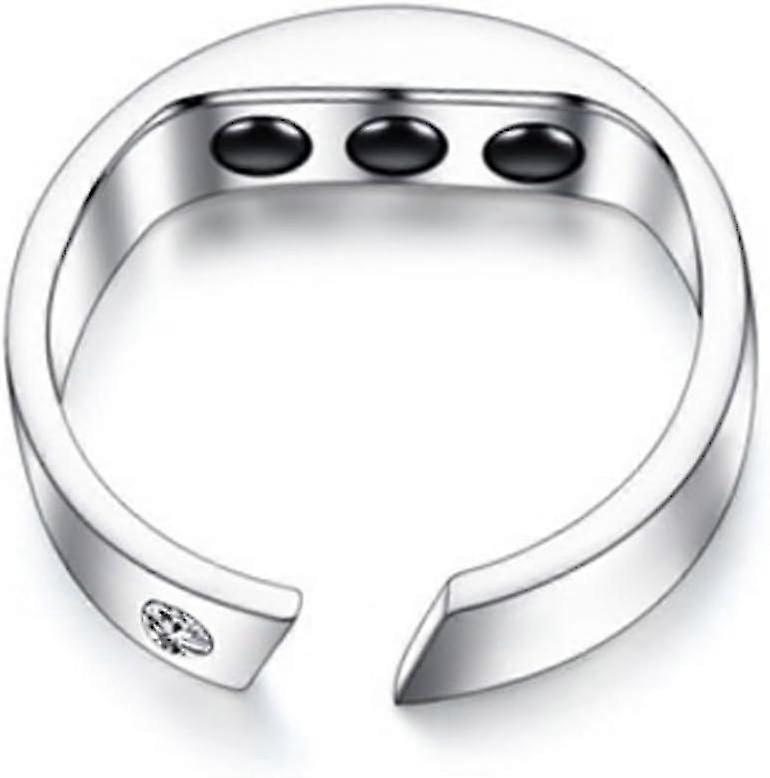 Anello antirussamento, anello antirussamento integrato in 3 magneti per la salute Dispositivo per russare per fermare il respiro (1 pz, argento)