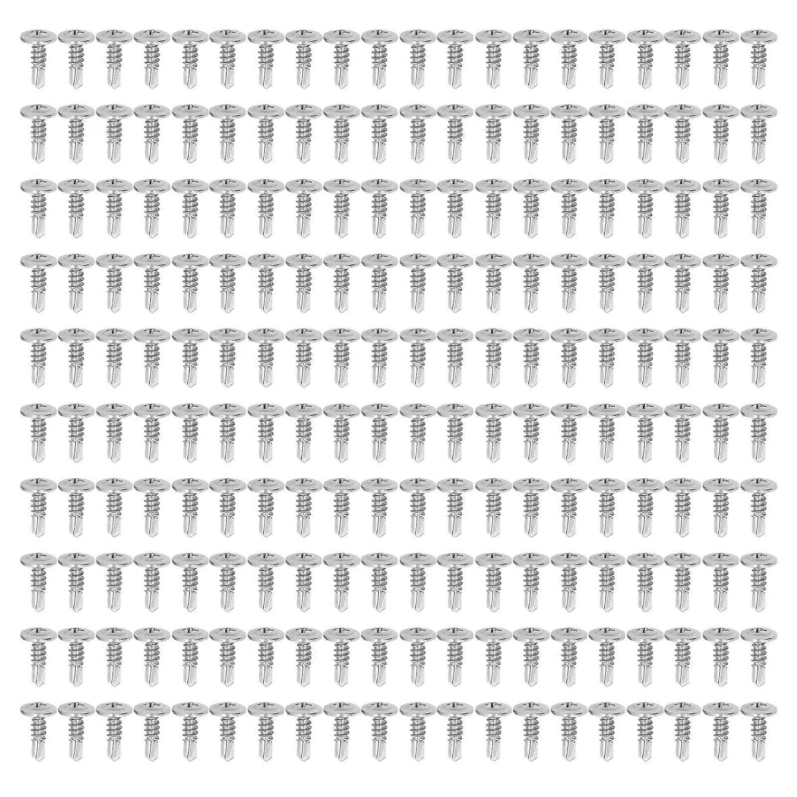 200Pcs Self Drilling Screw, Self Tapping Screws Assortment Set, Round Washer Head Screws 304 Stainless Steel for Wood Work M4.8x16 TR7V3