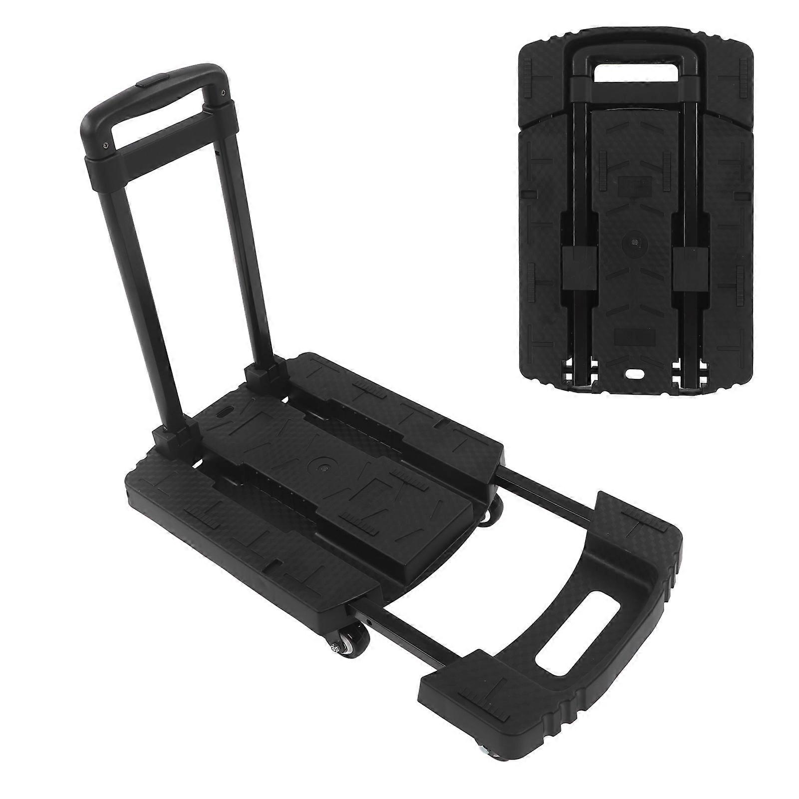 Folding Hand Truck 440lbs Heavy Duty Dolly Cart 6 Wheels Travel Carseat Stroller Extended Platform Luggage Trolley