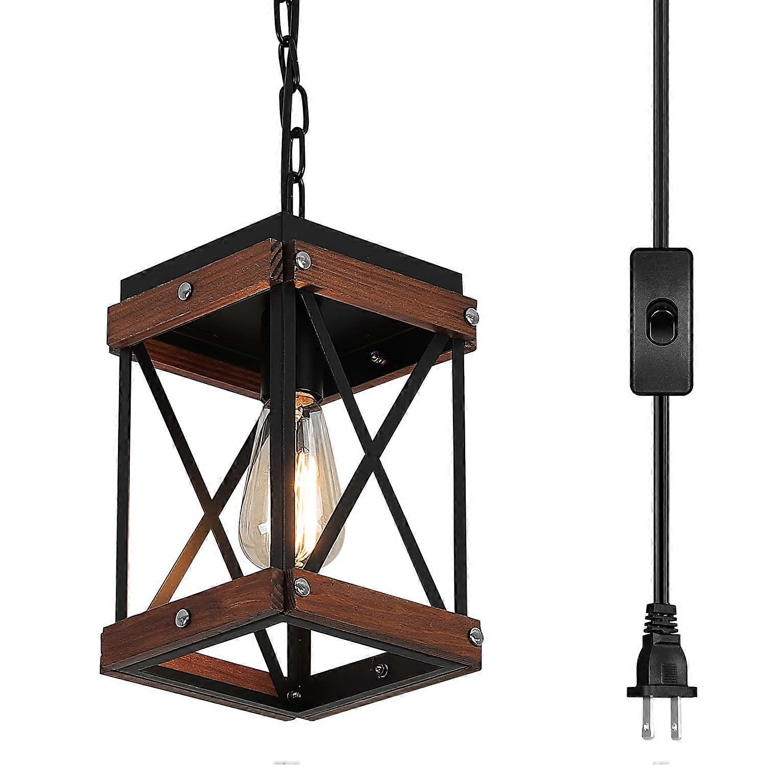 Rustic Farmhouse Pendant Light with 15ft Cord