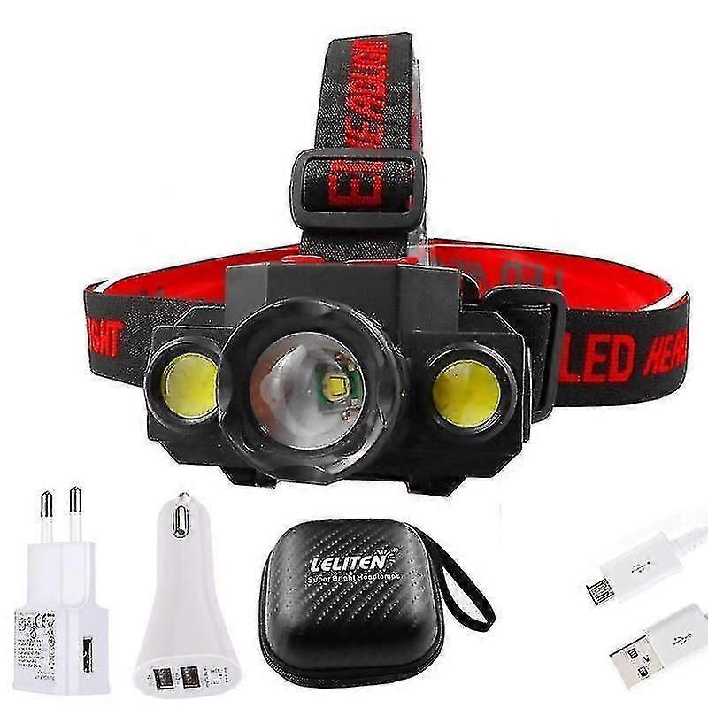 Flashlights Headlamps Cob Led Fishing Headlight Flashlight Zoomable Headlamp