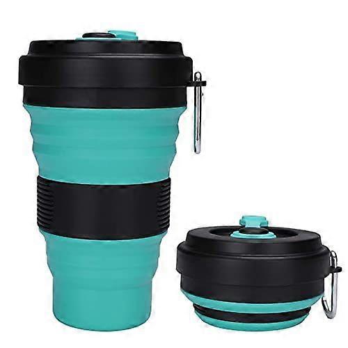 Collapsible Travel Cup - 1 Pack Silicone Folding Camping Cup Sport Bottle with Lids - Expandable Scald-Proof Drinking Cup - 19 OZ Portable Bottle (Gre