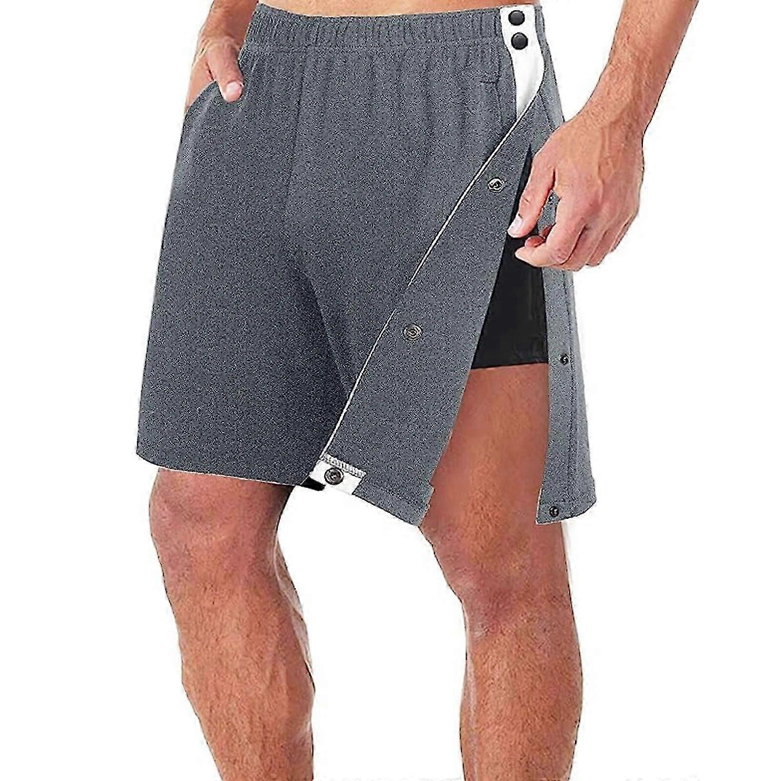 Men s Casual Summer Shorts Patchwork Elastic Waist Loose Shorts Side Button Side Pockets Short S-3XL
