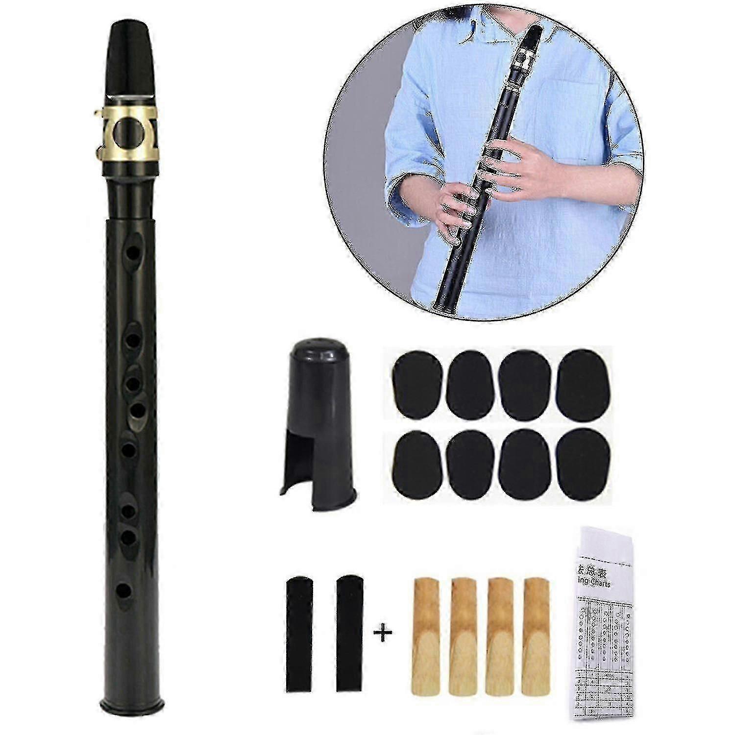 8-hole Pocket Sax Mini Sax Portable Beginner Sax Easy Sax Practice Breath(black)