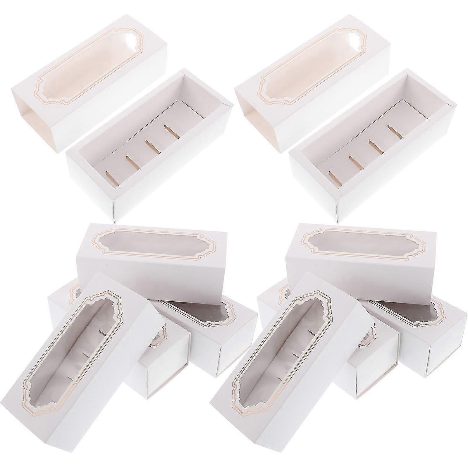 10pcs Paper Packing Box Macaroon Packing Box Dessert Transparent Packaging Box