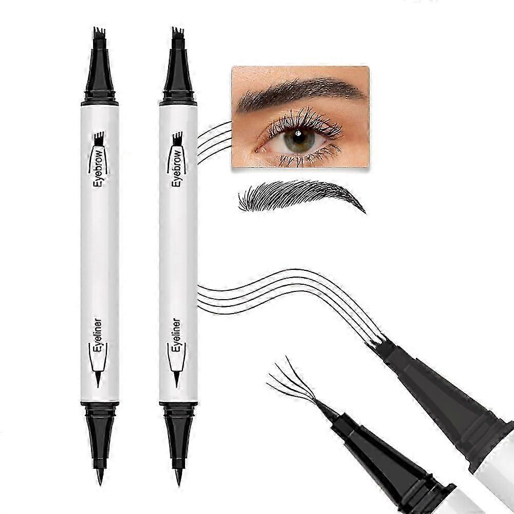 high quality 2Pcs Waterproof Microblading Eyebrow Pen, Magic Eyebrow Pencil 4 Tipped Precise Brow Pen, Waterproof Makeup Contouring Pen