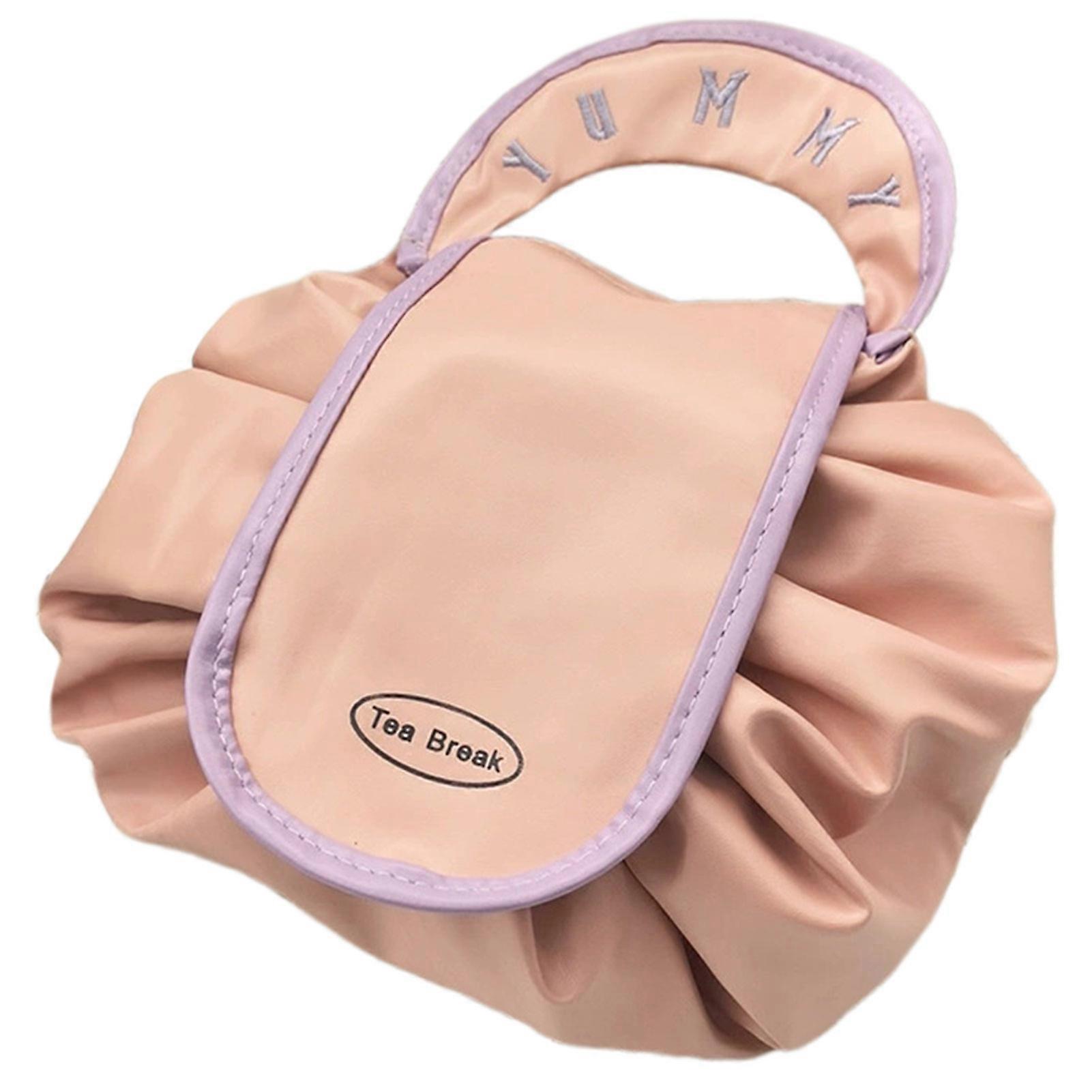 PU Leather Drawstring Makeup Bag Waterproof Drawstring Toiletry Pouch for Lipsticks Eyeshdow Cosmetic Brush