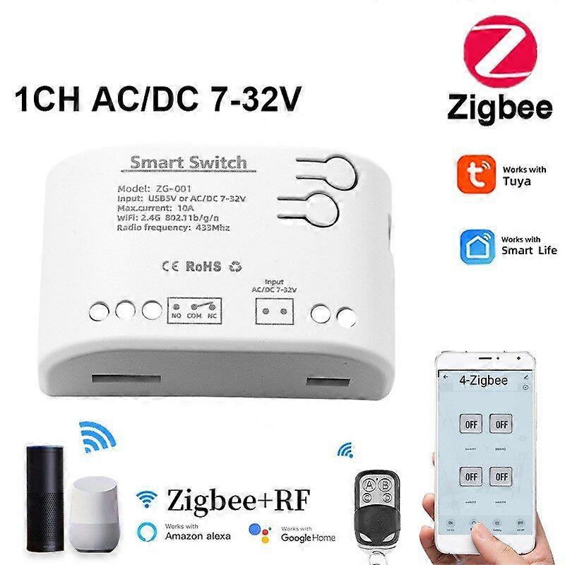 RYRA Tuya Zigbee Garage Door Receiver 1CH RF Smart Switch 7-32V AC DC Relay Interlock