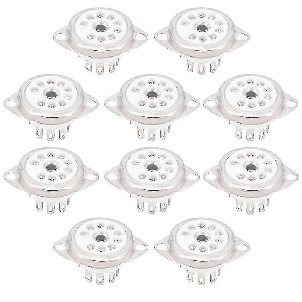 10PCS 陶瓷 B9A 镀银 9 针真空管插座面板底座安装，适用于 ECC81 ECC82 ECC83 EL84 6922 真空管