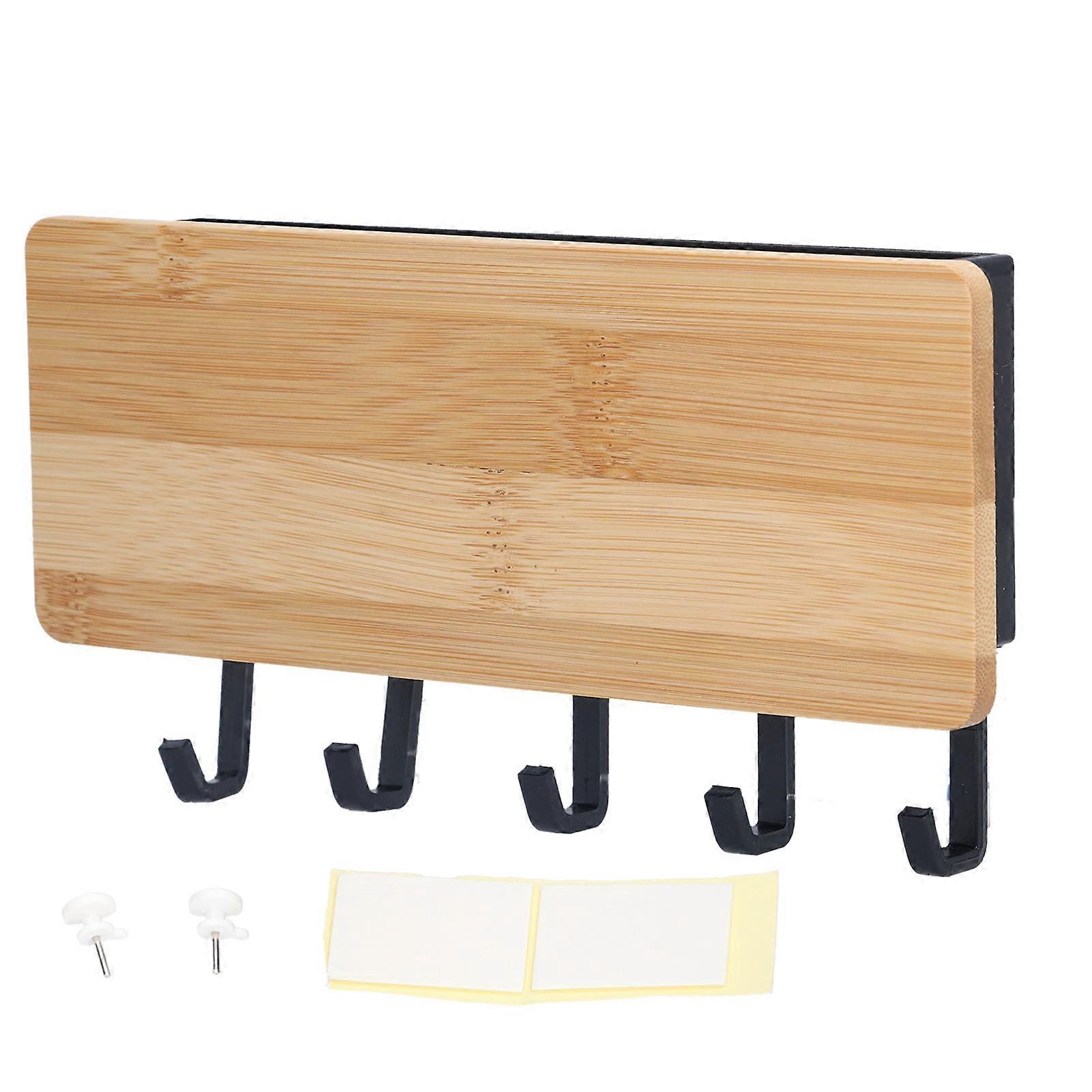 Wall-Mounted Key Rack, Bamboo Modern Non-Slip Key Hook for Home and Office, Stylish Design, Durable and Easy to Install