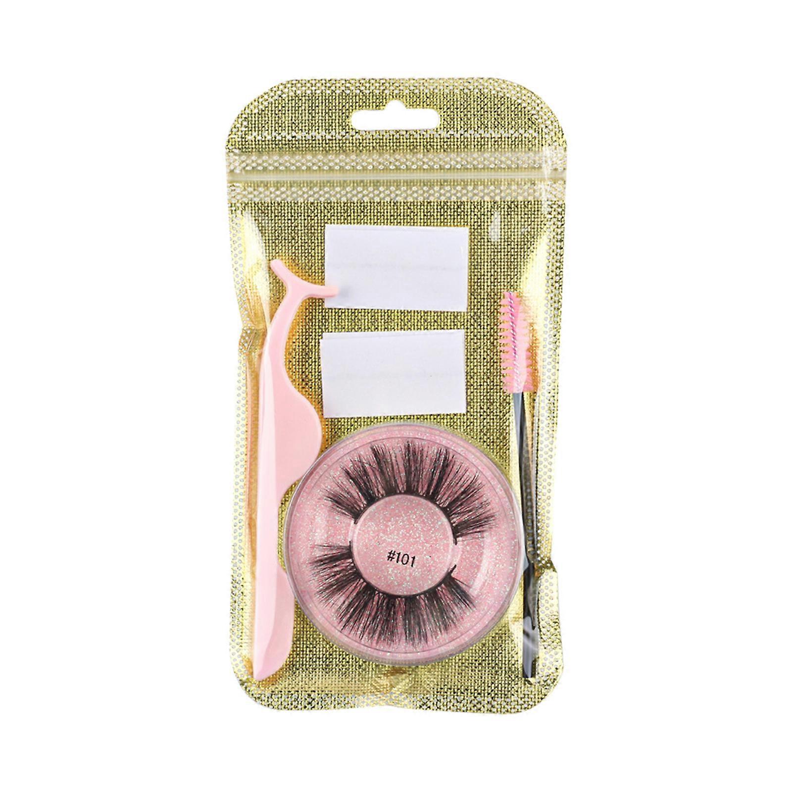 Self-adhesive False Eyelashes, Quick-adhesive Double Glue Eyelashes with Curler, Eyelash Brush PUW0902
