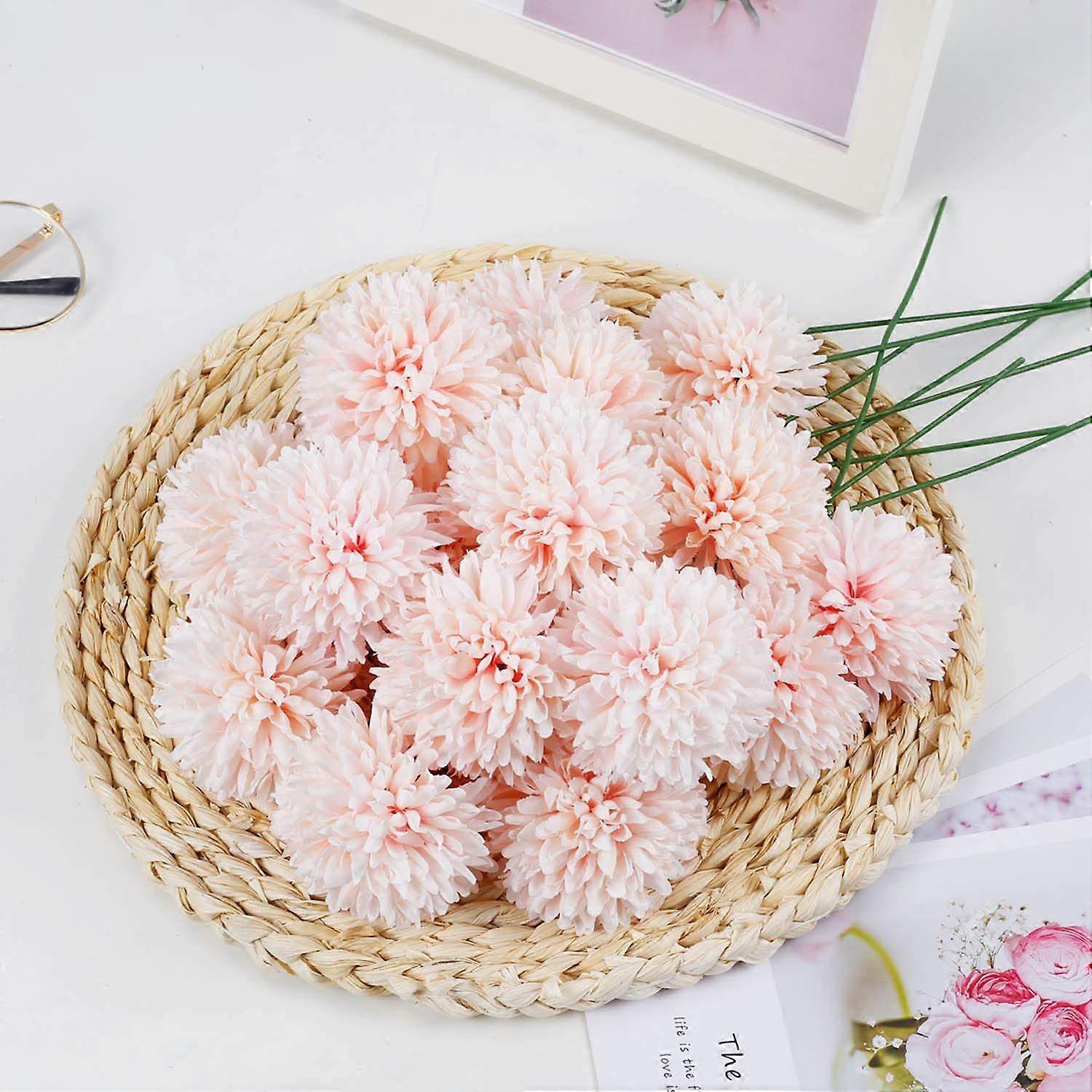 10個シルク菊ボールブーケアジサイ結婚式の花嫁介添人のためのリアルなフェイクフラワー家の装飾DIYパーティー