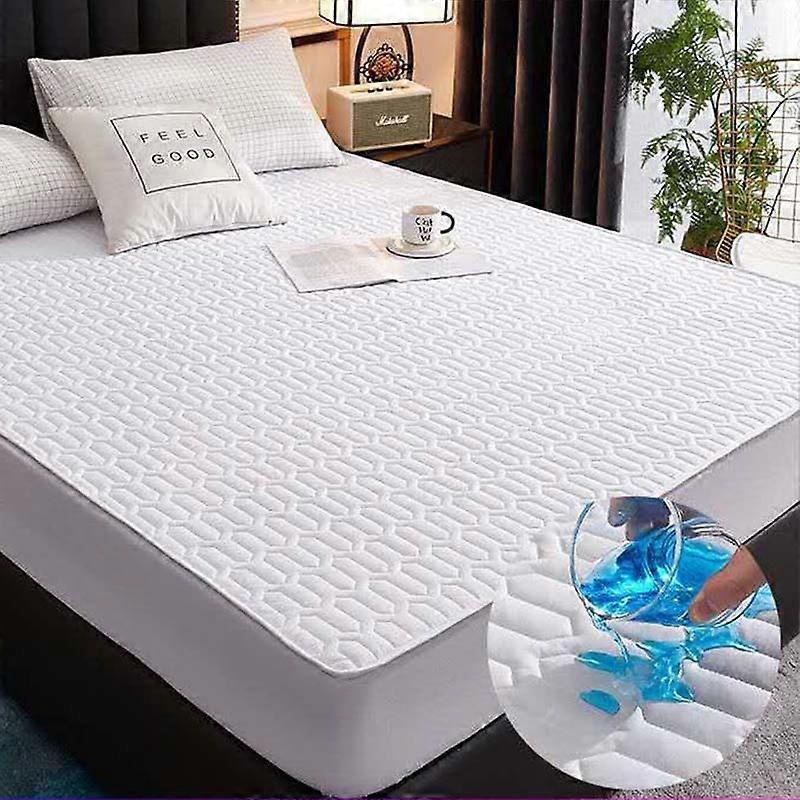 Waterproof Mattress Covers Summer Bedsheet Protector Skin-Friendly Breathable Fabric Bed Cover Double Fitted Sheet Mattress Cover Mat Soft Comfortable