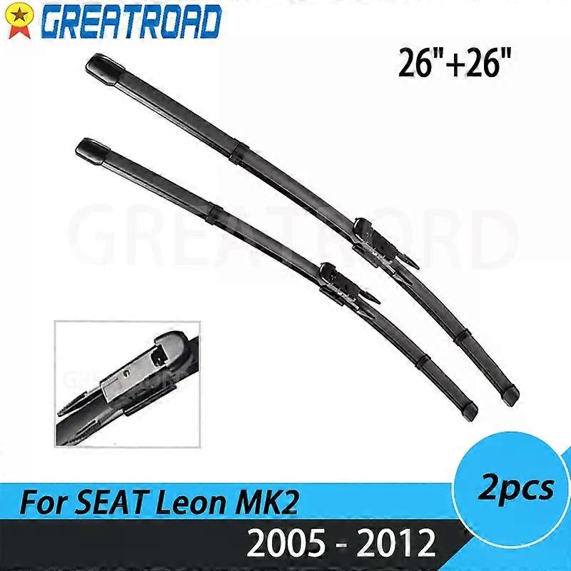 Wiper RHD & LHD Front Wiper Blades For SEAT LEON 2005 - 2012 Windshield Windscreen Front Window 26"+26"