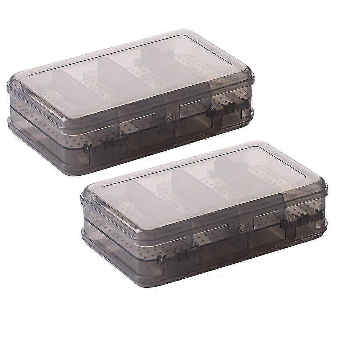 2Pcs Grey Double Layer Plastic Jewelry Box Organizer Storage Container for Earrings