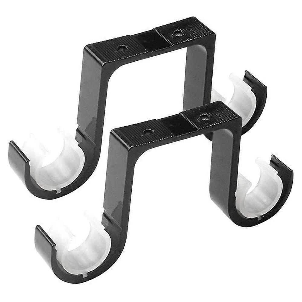 2Pcs Double Curtain Rod Ceiling Mount Supports Aluminum Alloy Black