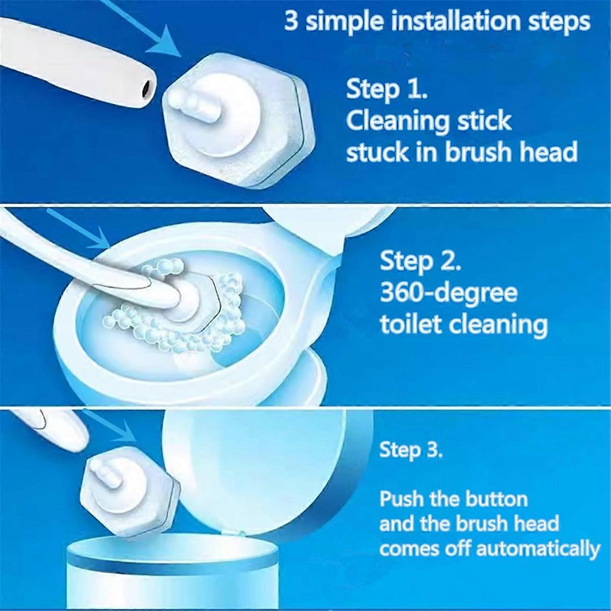 80PCS Disposable Toilet Brush Double Layer Fibre Toilet Brush Refills