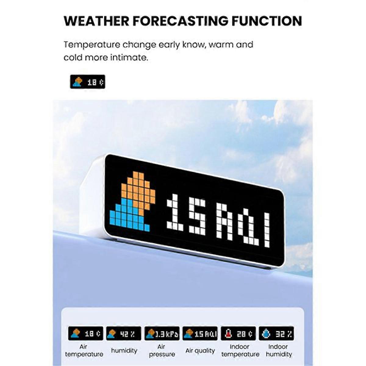 TC001 Smart Pixel Clock Youtube Followers Affichage simultané de messages pixellisés Horloge de bureau intelligente