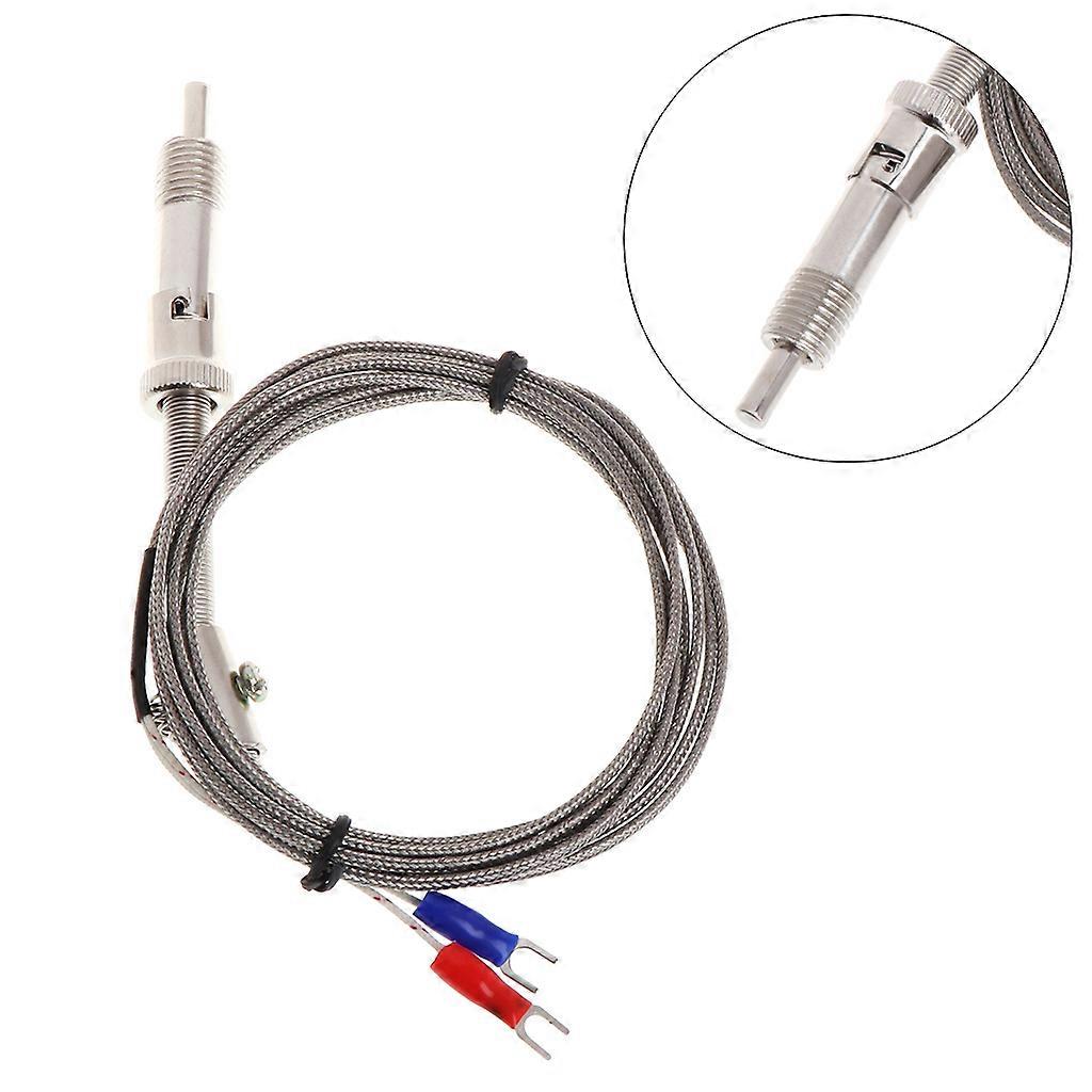 Screw Probe Temperature Sensor K Type Thermocouple 2 Meters Cable Temperature Range 0-600°C Stainless Steel Silver