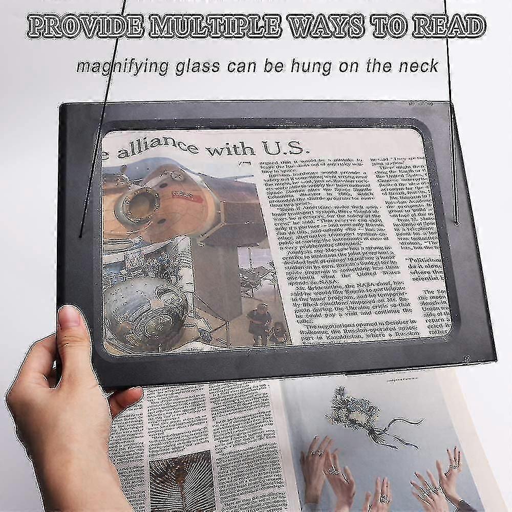 Reading Magnifier, 3x Magnification For Reading, Magnifying Glass With Led Light, Reading Aid For Seniors And Reading, A4 Sheet For Books, Newspapers