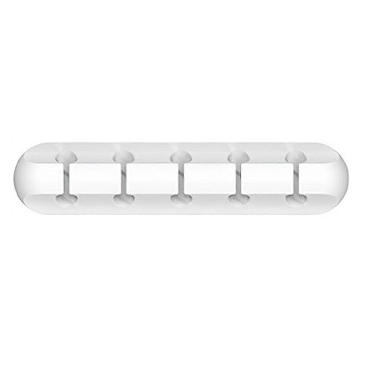 5 Holes Self-Adhesive Power Cord Manager Fixed Chuck Plug White