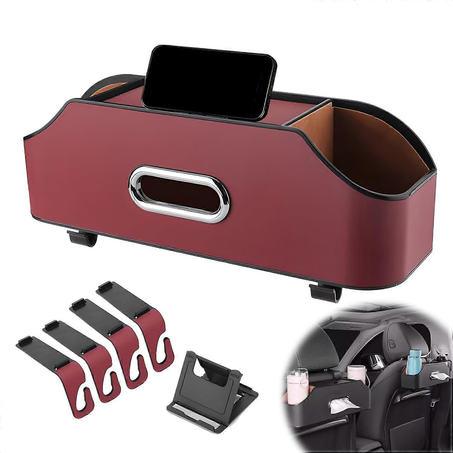 Multifunctional Car Seat Rear Storage Box Organizer for Back Seat - Red, Durable Material, Universal Fit