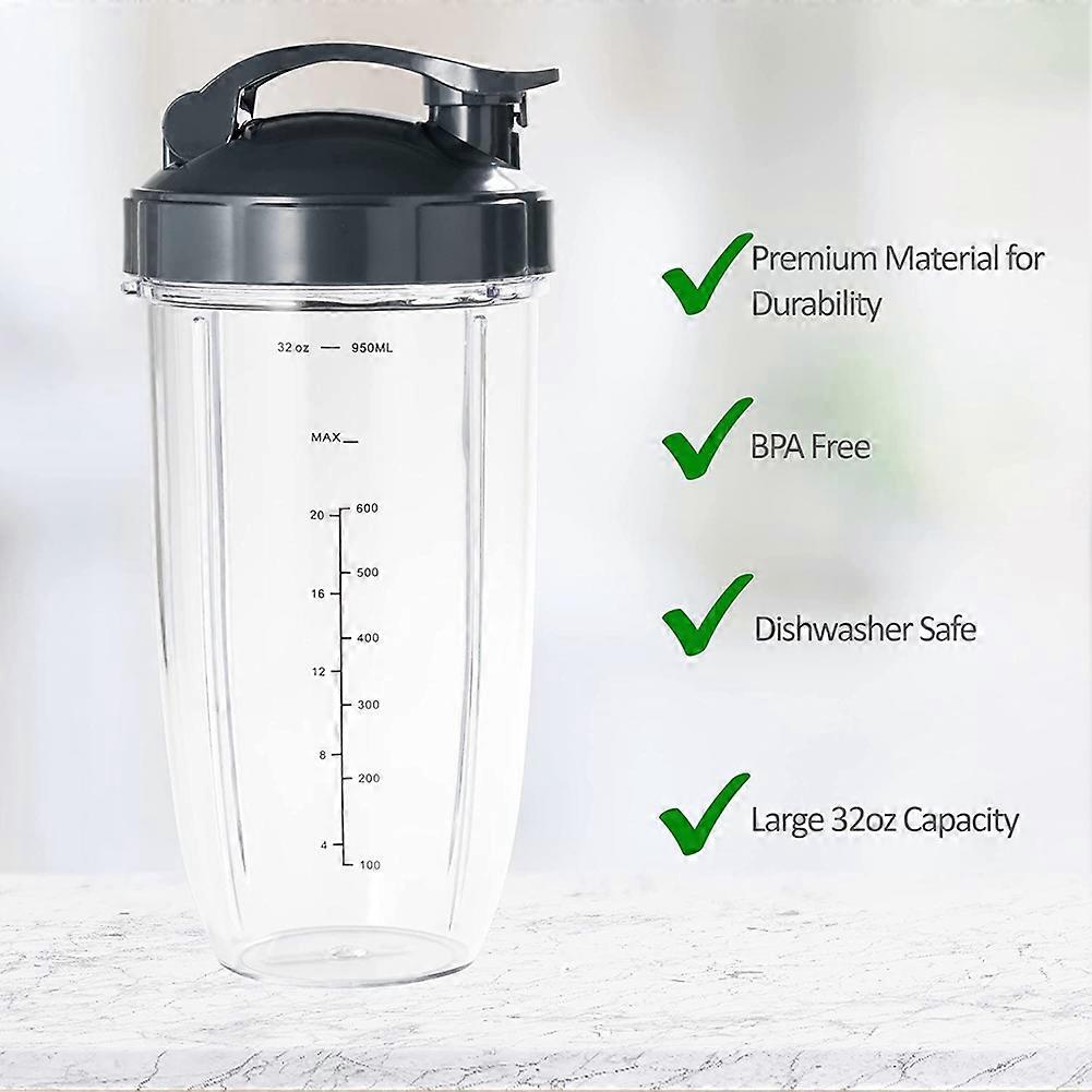 7 Pieces Blender Cups & Blade Replacement Set 32Oz Cup