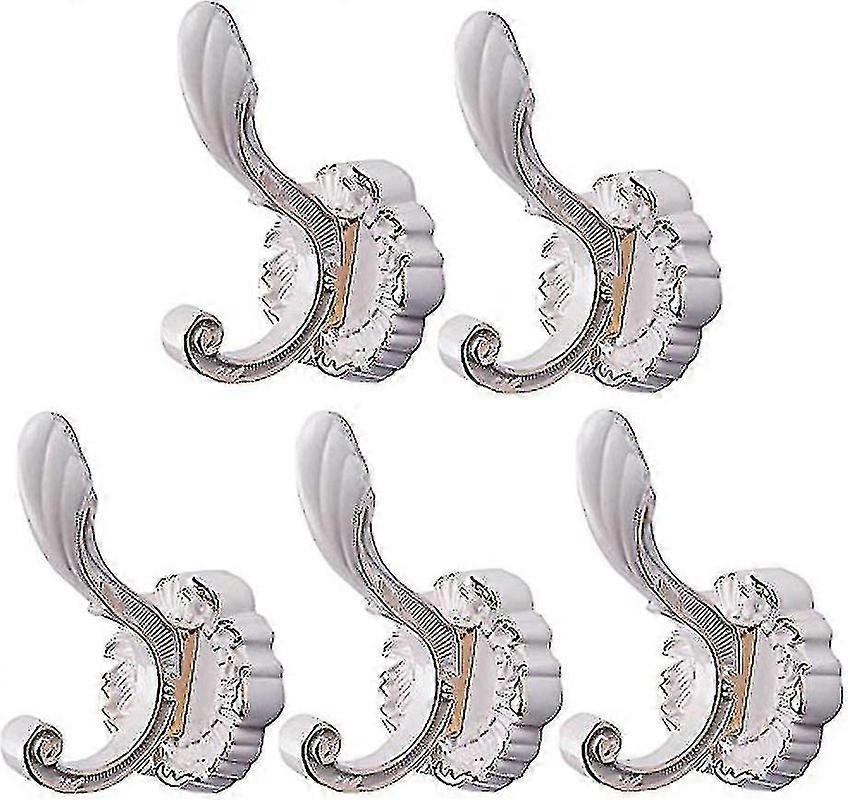 Set Of 5 Vintage Style Wall Hooks White Cy--