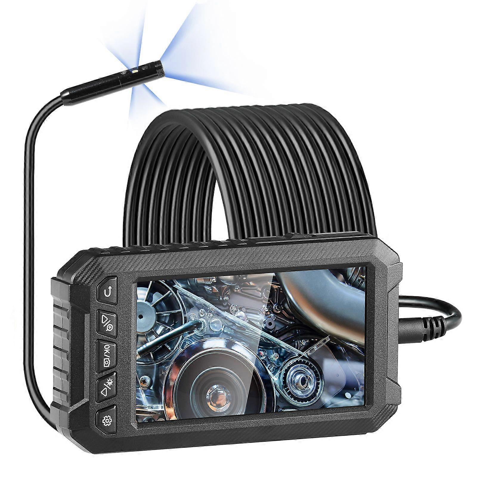Caméra endoscope avec lumière, triple objectif, caméra 1080P à écran 5", 8 + 2 lumières, caméra serpent étanche IP67 pour l’automobile, la plomberie