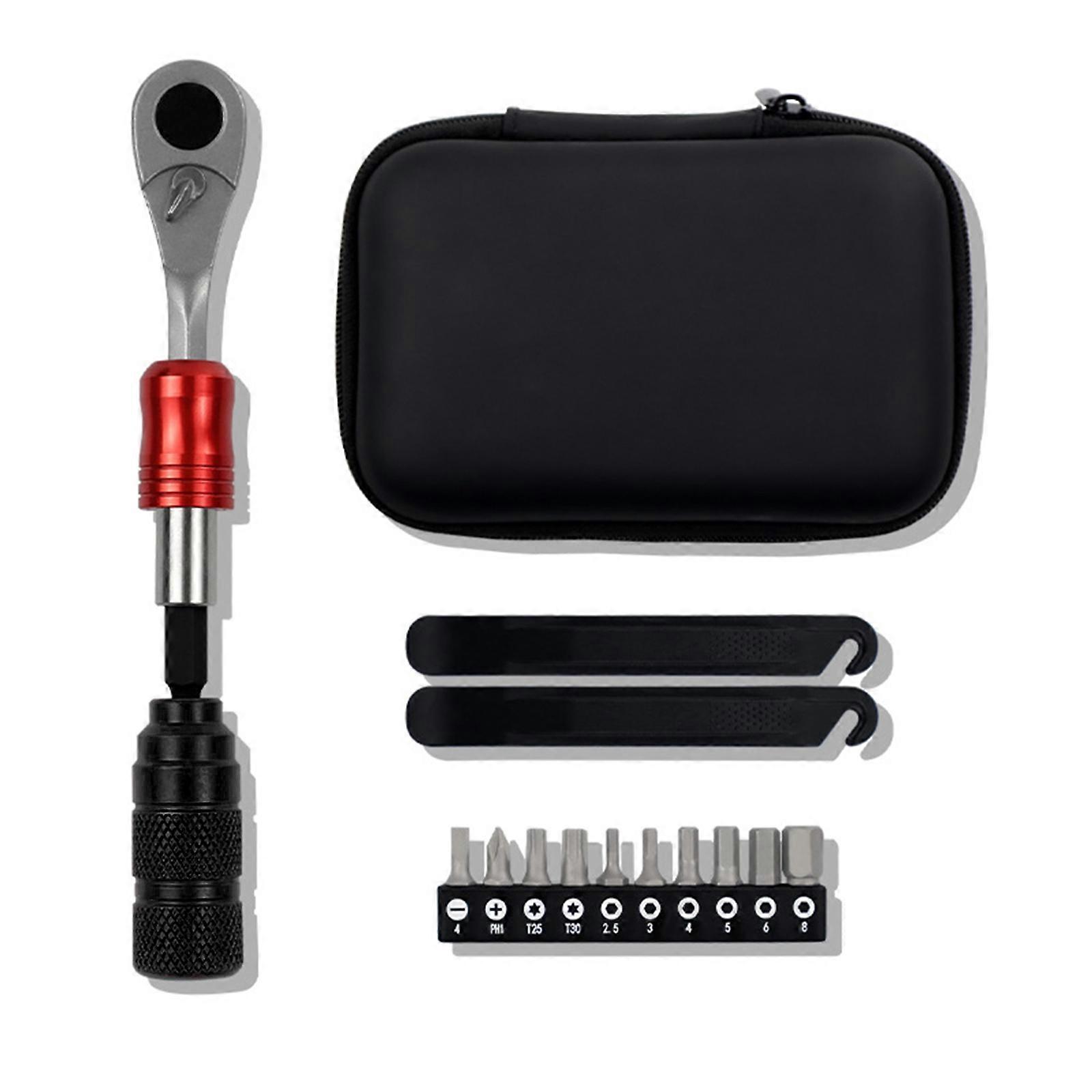 Bikes Multitool with Magnetic Bit Ratchet Set Ratchet Wrenches with 10 Bit 1/4Inch Ratchet Repair Tool Tire Wrenches