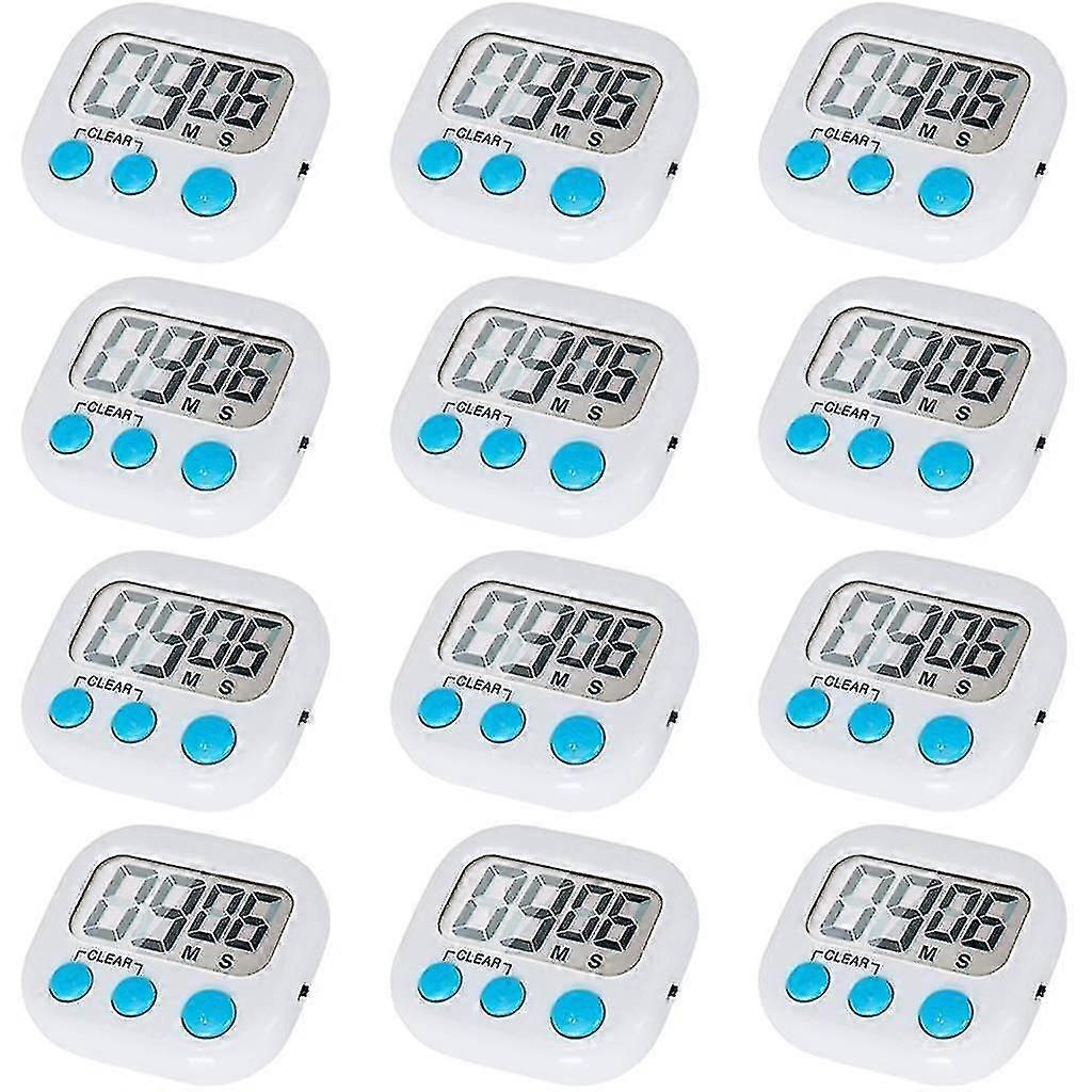 Confezione da 12 timer da cucina digitale con retro magnetico, allarme acustico, interruttore On / Off per cucinare e cuocere