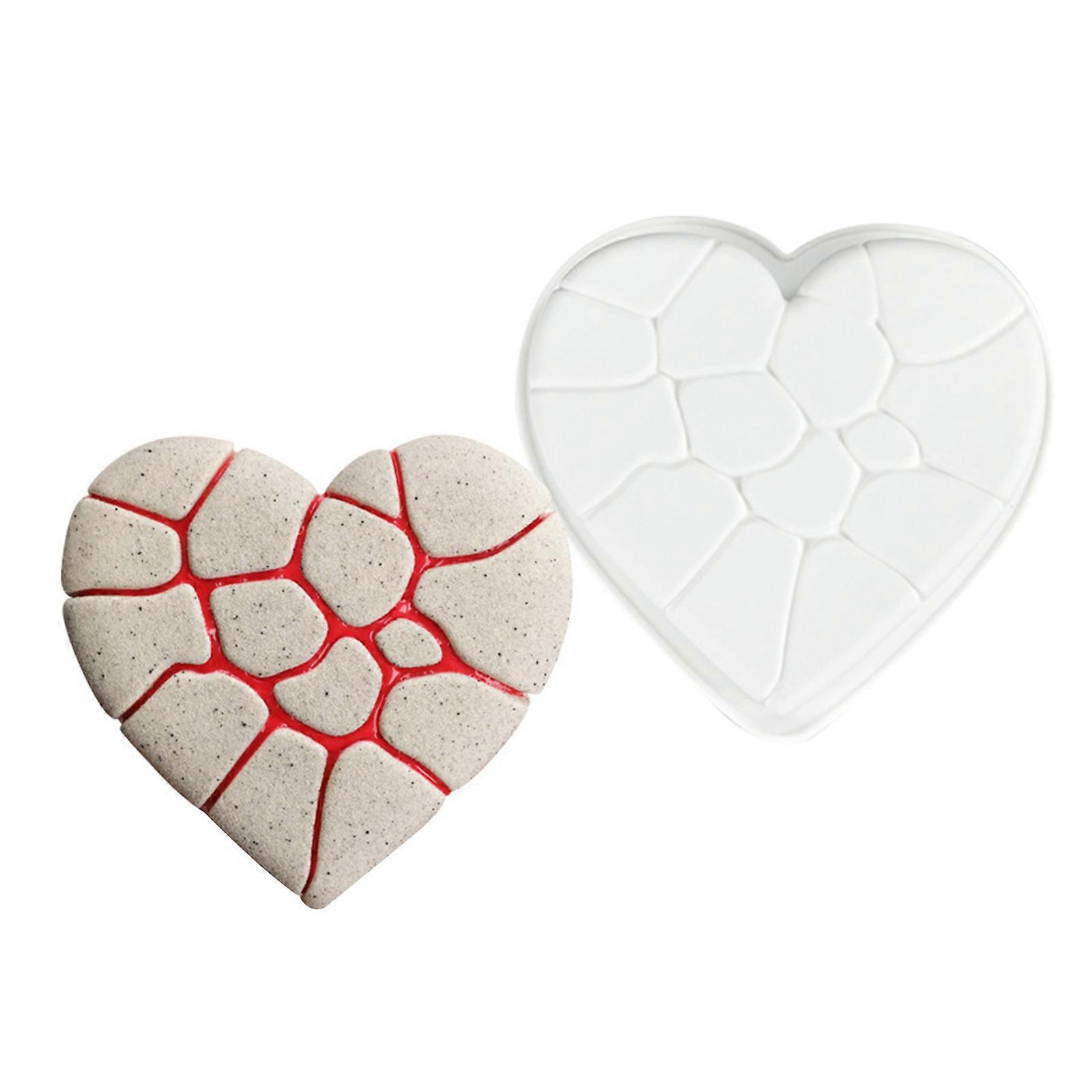 Fondant Chocolate Molds Crack Heart Silicone Molds Mousses Cake Decorating Tool Candle Soap Molds Easily to Clean Multicolor