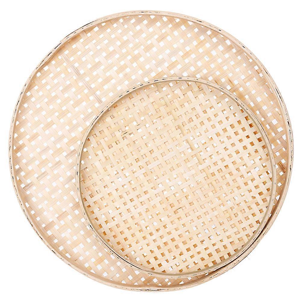 Bamboo Weaving Sieve Set of 2 Premium Beige Color for Home Storage and Kitchen Use