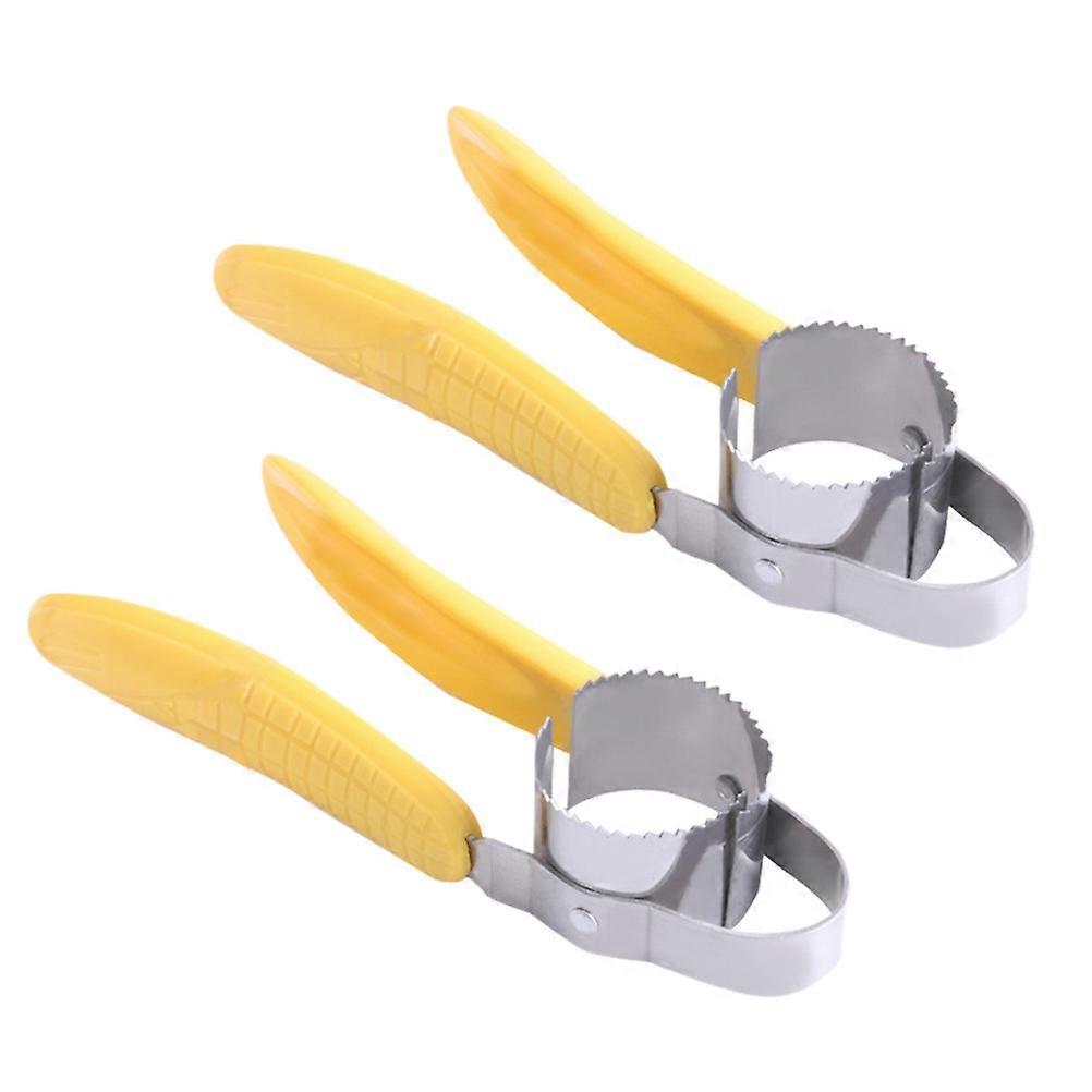 Corn Cob Plane 2pcs Stainless Steel Kitchen Tool for Fruit Vegetable Yellow