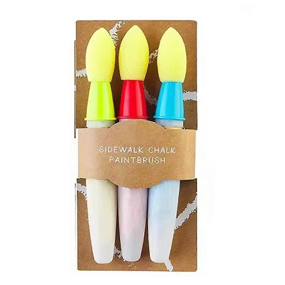 Washable Sidewalk Chalk Paint Brush Set Soft with Foam Brush Head Chalk Paint Stick Children'S Gift