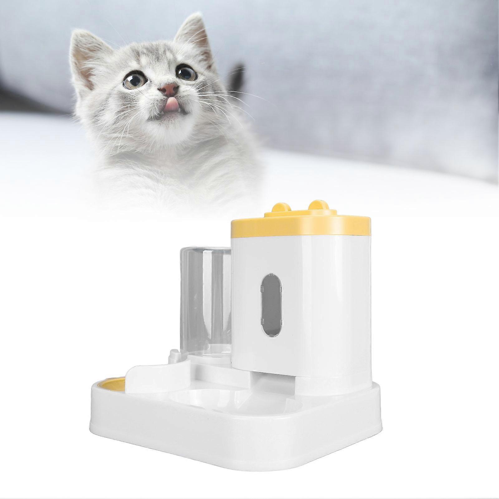 Wasserspender für Tierfutter 2-in-1 2,7 l Futterautomat Gelb