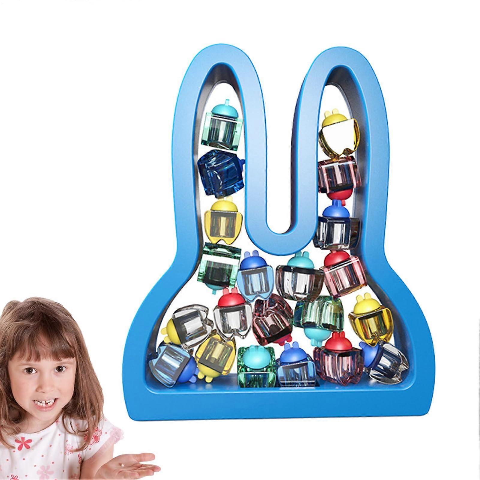 Tooth Storage Box for Lost Teeth, Rabbit-Shaped Container with Labels, Growth Record, Keepsake for Kids, Blue