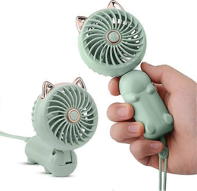 Handheld Fan Portable, Mini Hand Held Fan with USB Rechargeable Battery, 3 Speed Personal Desk Table Fan with Base, 8-12 Hours Operated Small Makeup F