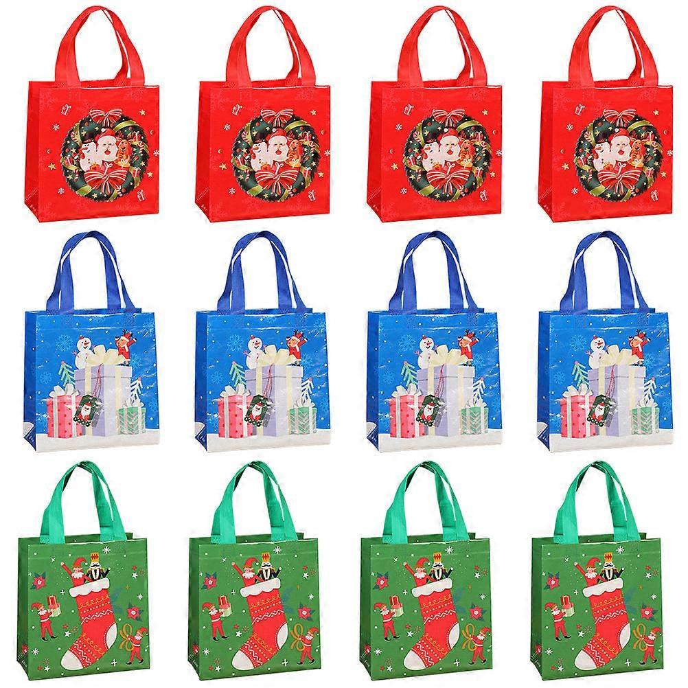 Large Shopping Bags With Handles Nonwoven Tote Bags Christmas Occasion Rectangular .1X8.7X4.3in 12Pcs