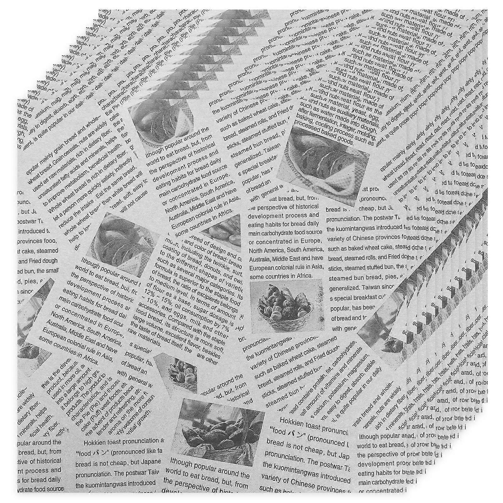 Greaseproof Wax Paper Sheets Food Wrapping Newsprint Style for Sandwiches Burgers Fries Cookies Parties Family Gatherings Events 100pcs