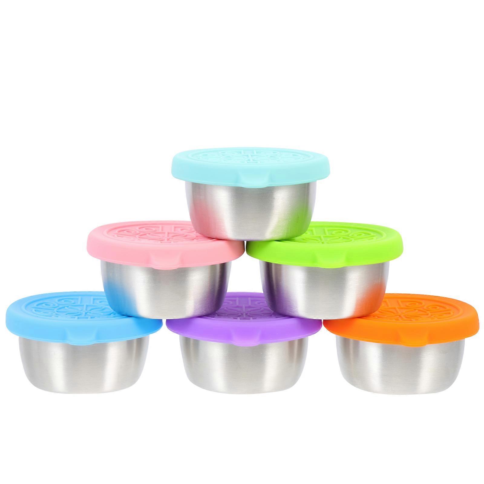 Stainless Seasoning Containers Schools Stackable Round Shape Leak-Proof 6 Sets